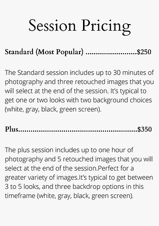 session pricing